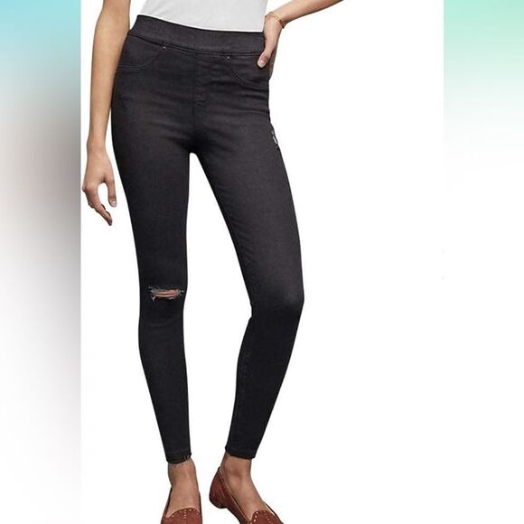 SPANX Women's Distressed Denim Skinny Pants black Small - Picture 1 of 9